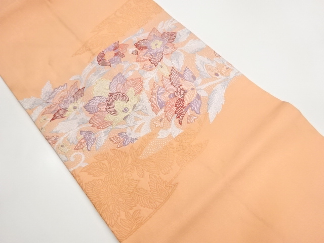 JAPANESE KIMONO / FLOWER ARABESQUE PATTERN WOVEN NAGOYA OBI
